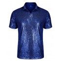 2019 foreign trade men's Casual Short Sleeve folding Sequin polo shirt 10 color disco nightclub party T-shirt 