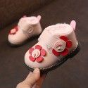 New winter girls' shoes in 2018 Korean flower soft soled warm Velcro Plush warm boots 0-1-2 years old 