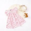 Children's cotton elastic broken flower simple breathable short sleeve dress loose bubble sleeve pleated summer princess skirt 