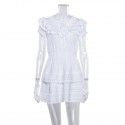 2020 spring and summer new water soluble lace patchwork poncho short skirt hollow Ruffle short sleeve dress for European and American women 