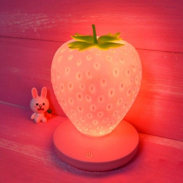 Creative home strawberry night lamp USB charging bedside decorative atmosphere lamp new strange led silicone eye protection lamp 