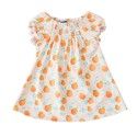 Children's cotton elastic broken flower simple breathable short sleeve dress loose bubble sleeve pleated summer princess skirt 