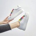 McQueen white shoes women's Rainbow laces spring 2020 new high net red leather sports thick bottom muffin shoes 