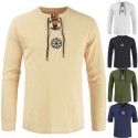 2020 spring and summer leisure slim shirt foreign trade long sleeve cotton linen solid large size shirt men's top 