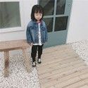 2019 spring new Korean boys' and girls' denim jacket baby Embroidered Denim baby burr top 