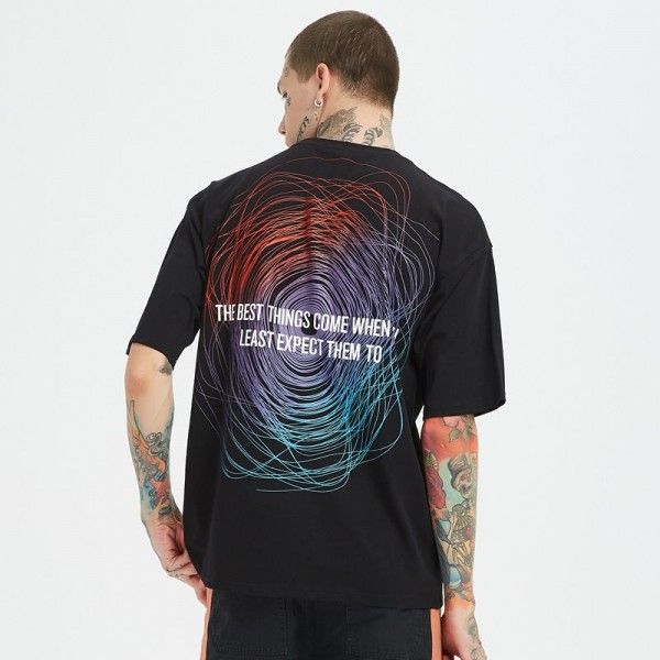 Printed 2020 fashion brand round neck loose short sleeve men's casual T-shirt fashion large size fattening T-shirt 
