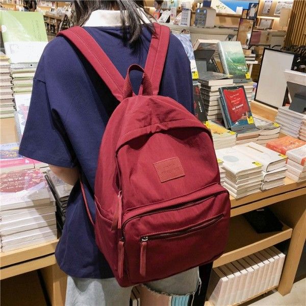 Schoolbag backpack 2020 new classic college style nylon cloth solid color large capacity student bag 