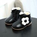 Winter 2018 Korean children's shoes small middle school children's soft soled cotton boots girls' Flower Princess warm leather boots 