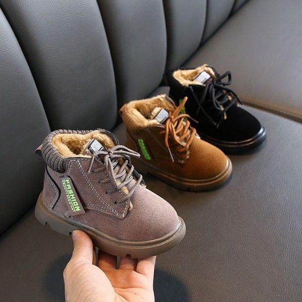 Children's Martin boots autumn and winter 2019 new children's shoes wholesale Korean Plush warm boys' small and middle children's cotton boots 