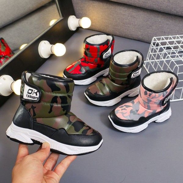 2019 winter new boys' plush and thickened children's snow boots girls' waterproof and warm cotton boots 