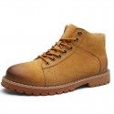 Leather winter Korean Martin boots men's fashion new plush warm cotton shoes British high top desert tooling boots 
