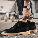 Leather winter Korean Martin boots men's fashion new plush warm cotton shoes British high top desert tooling boots 