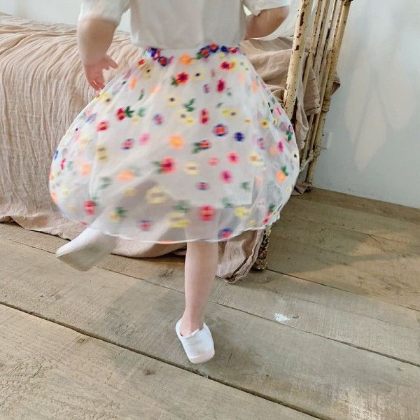 Tgg2020 summer new Korean girls' 3D embroidered skirt 
