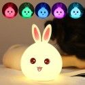 Children's cute rabbit silicone night light USB charging led patting light rabbit remote control bedroom cute bear night light 