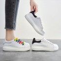 McQueen white shoes women's Rainbow laces spring 2020 new high net red leather sports thick bottom muffin shoes 
