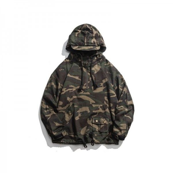 Tooling jacket men's new camouflage Japanese fashion brand loose hooded jacket men's leisure fashion jacket in spring of 2019 