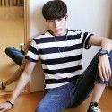 2020 summer men's short sleeve t-shirt men's simple round neck big stripe Korean men's fashion top manufacturer direct sales 