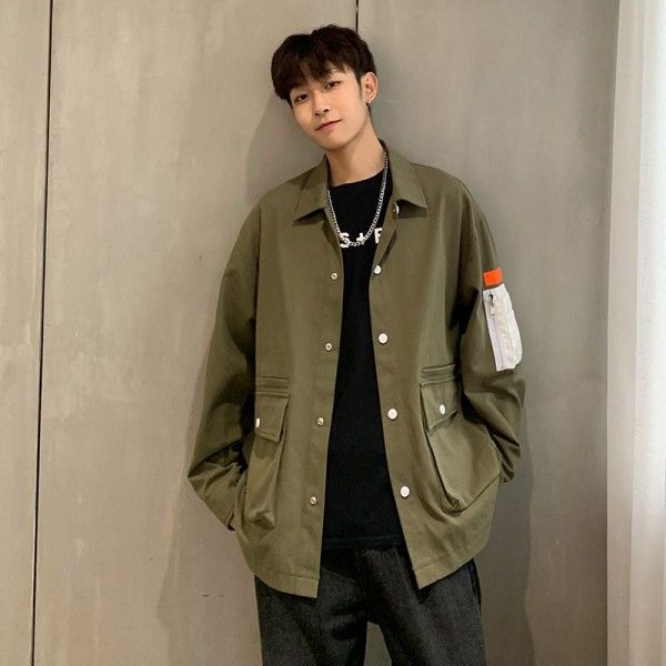 Urban men's clothing - spring and autumn 2020 new trend ins Multi Pocket Hong Kong Style loose coat men's casual jacket 