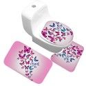 Air bag butterfly printing bathroom three piece carpet floor mat flannel toilet pad water absorption stable supply 