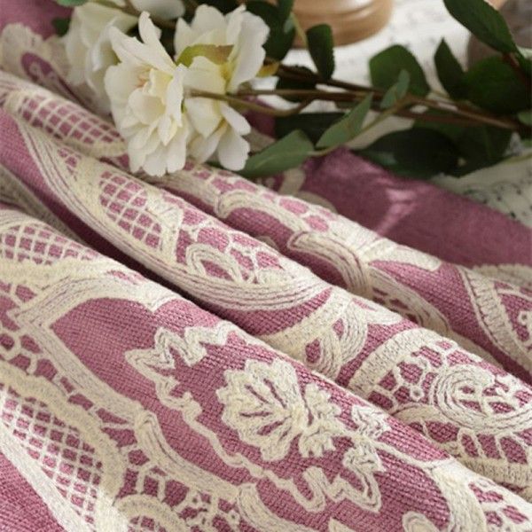 Factory direct high grade full shading thickened chenille embroidered curtain fabric villa living room bedroom curtain 