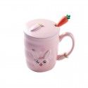 New cartoon rabbit cup ceramic cup female lovely Mug office coffee cup with cover and spoon gift 