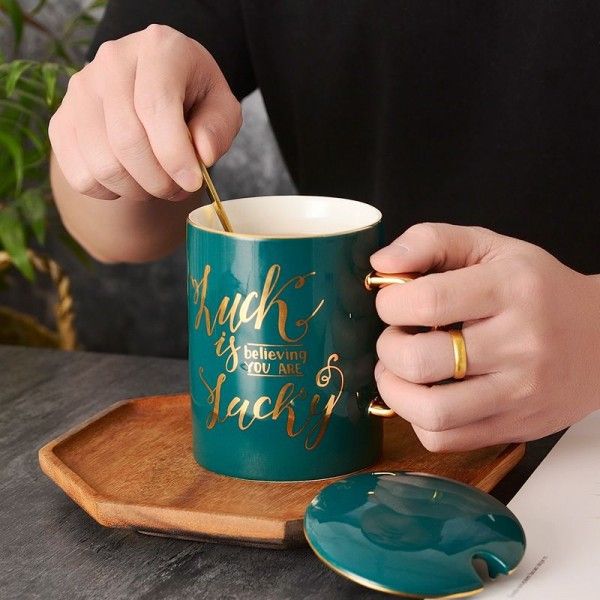 European style young Mug creative fashion coffee cup with spoon exquisite ceramic cup Christmas cup gift customization 