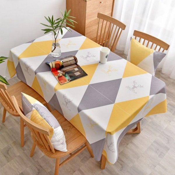 Simple geometric tablecloth waterproof and wash free rectangular mat household strip cloth art net red Nordic style tablecloth 