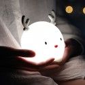 Cute fawn silicone night light USB charging patting night light LED timing bedside sleep with night atmosphere light 