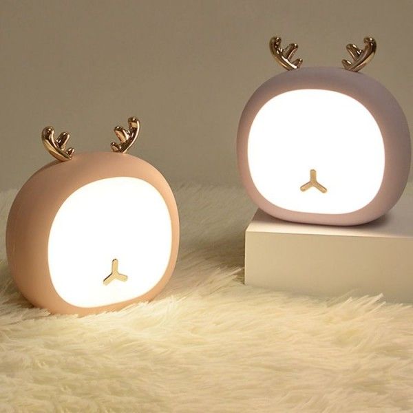 Cute fawn night light USB charging dimming rabbit touch light cartoon soft light eye protection sleep night light 