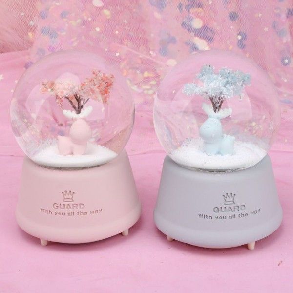 Cartoon snow crystal ball music box crystal ball home furnishings four seasons European rabbit cartoon creative gifts 