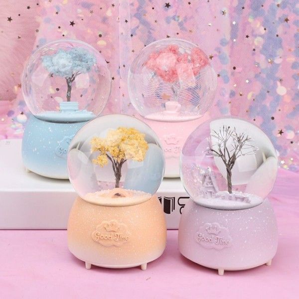 Creative four seasons spring, summer, autumn and winter with lights floating snow crystal ball home furnishings Valentine's Day gifts student gifts 