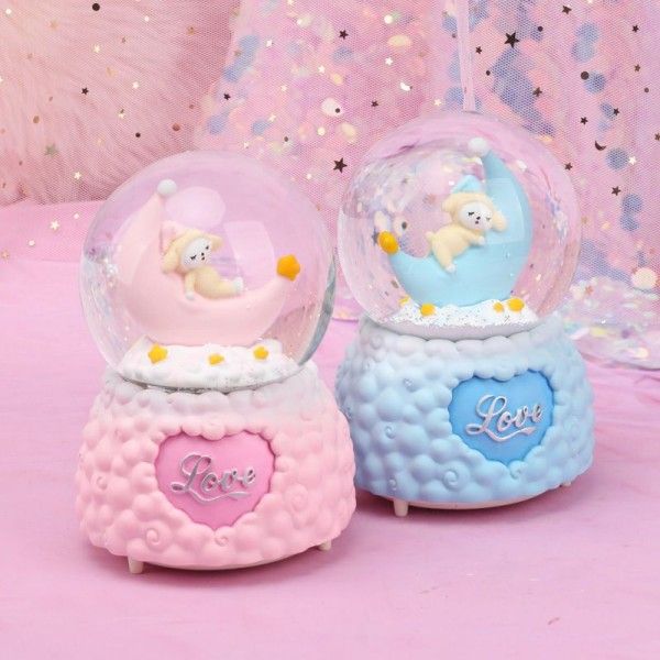 Large crystal ball music box home living room lovely sheep dream snow decoration student gift ornaments 